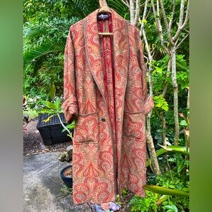Ralph Lauren Iconic Purple Label Red and Tan  Paisley Coat